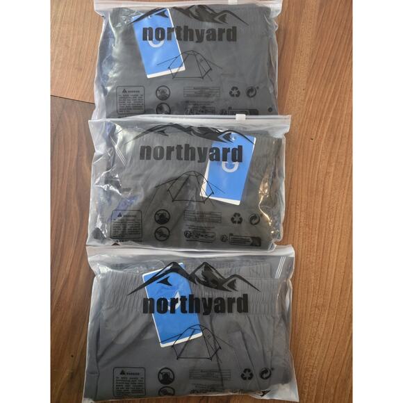 3 NORTHYARD Men's 7" Running Shorts Zipper Pockets Size Large Gray Blk Green - Picture 2 of 2